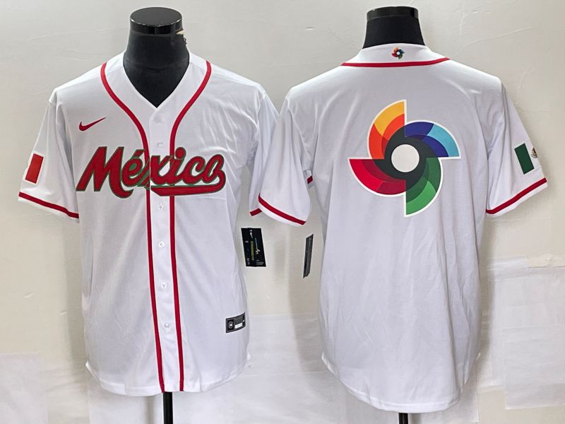 Men 2023 World Cub Mexico Blank White Nike MLB Jersey->more jerseys->MLB Jersey